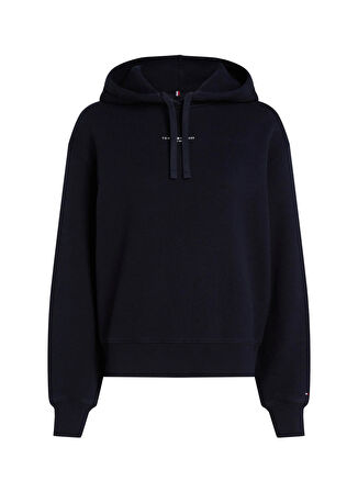 Tommy Hilfiger Kapüşon Yaka Baskılı Lacivert Kadin Sweatshırt MODERN REG MINI CORP HOODIE