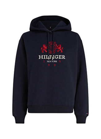 Tommy Hilfiger Kapüşon Yaka Nakışlı Lacivert Kadın Sweatshırt MDRN REG VARSITY CREST HOODIE