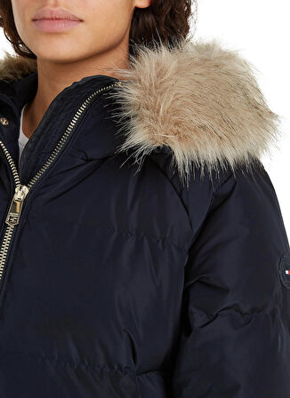 Tommy Hilfiger Lacivert Kadın Şişme Mont MW DOWN REG COAT WITH FUR