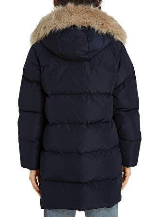 Tommy Hilfiger Lacivert Kadın Şişme Mont MW DOWN REG COAT WITH FUR