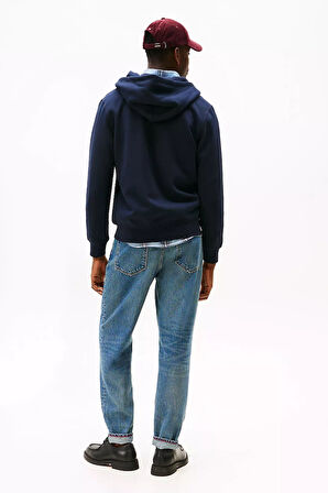 Erkek Regular Fit Kapüşonlu Kanguru Cepli Fermuarlı Sweatshirt - Lacivert | XS