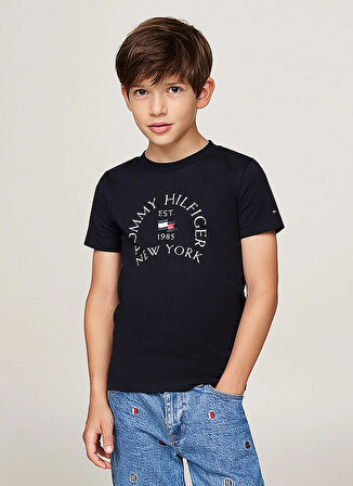 Tommy Hilfiger Baskılı Lacivert Erkek Çocuk T-Shirt KB0KB09278DW5