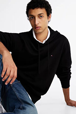 Erkek ESSENTIAL Nakışlı Logo Kapüşonlu Sweatshirt - Siyah  | L