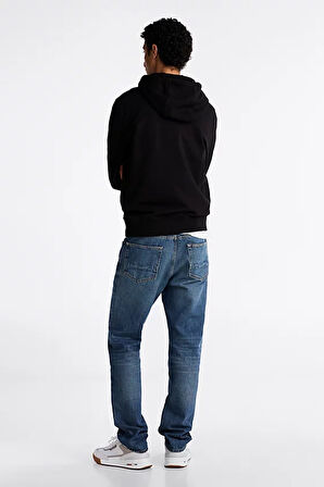 Erkek ESSENTIAL Nakışlı Logo Kapüşonlu Sweatshirt - Siyah  | L