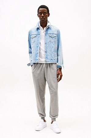 Erkek Flag Embroidery Cuffed Paça Eşofman Altı – Gri Melanj | S