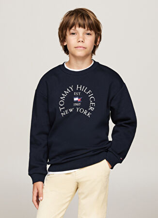 Tommy Hilfiger Baskılı Erkek Çocuk Lacivert Sweatshırt KB0KB09192DW5