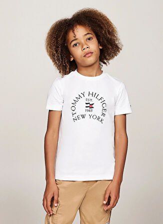 Tommy Hilfiger Baskılı Beyaz Erkek Çocuk T-Shirt KB0KB09278YBS