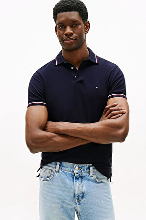 Erkek Th Slim Fit Tipped Polo T-Shirt - Lacivert | XS