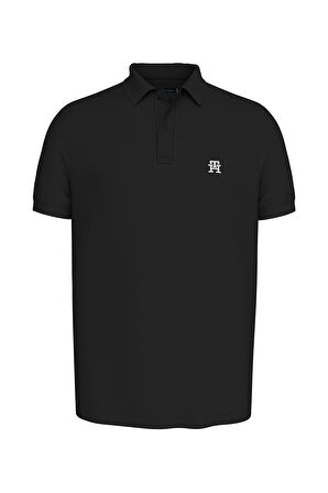 Tommy hılfıger Erkek Logolu Polo Yaka Siyah T-shirt