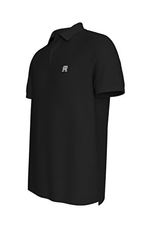 Tommy hılfıger Erkek Logolu Polo Yaka Siyah T-shirt