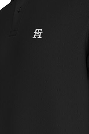 Tommy hılfıger Erkek Logolu Polo Yaka Siyah T-shirt