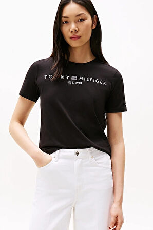 Kadın Th Yazı Logo T-Shirt - Siyah | XS