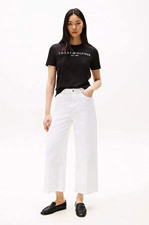 Kadın Th Yazı Logo T-Shirt - Siyah | M