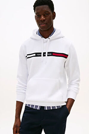Erkek Th Chest Logo Drawstring Sweatshirt - Beyaz | XS