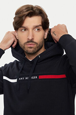 Erkek Th Chest Logo Drawstring Sweatshirt - Lacivert | XS