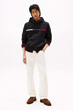 Erkek Th Chest Logo Drawstring Sweatshirt - Siyah | XS