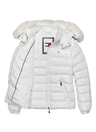 Tommy Jeans Beyaz Kadın Şişme Mont TJW TONAL HOODED DOWN JACKET