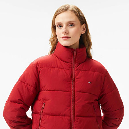 Tommy Hilfiger Jeans Essential Puffer Kadın Kırmızı Mont