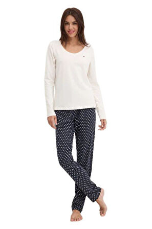 Tommy Hilfiger Kadın Bej Pijama Takımı UW0UW05396