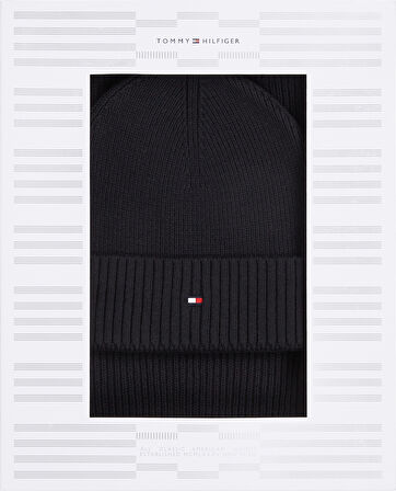 TOMMY HILFIGER FLAG PIMA COTTON BEANIE & SCARF Atkı & Bere Takımı