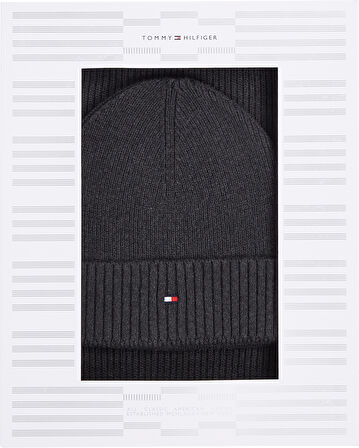 TOMMY HILFIGER FLAG PIMA COTTON BEANIE & SCARF Atkı & Bere Takımı