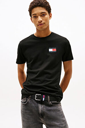 Erkek Tjm Slim Badge T-Shirt - Siyah | XS