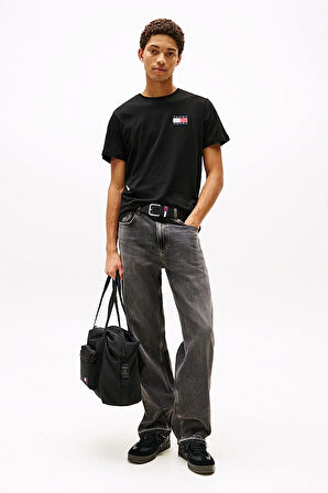 Erkek Tjm Slim Badge T-Shirt - Siyah | XS