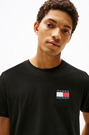 Erkek Tjm Slim Badge T-Shirt - Siyah | XS