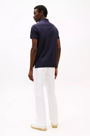 Erkek Regular Fit Göğsü Şeritli ve Yazı Nakışlı Polo Yaka T-Shirt - Lacivert | XS