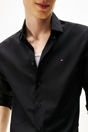 Erkek Slim Fit Poplin Gömlek - Siyah | 42