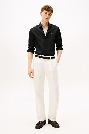 Erkek Slim Fit Poplin Gömlek - Siyah | 44