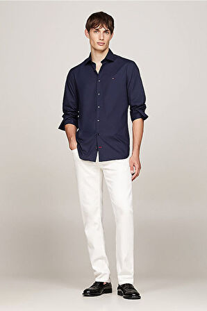 Erkek Slim Fit Poplin Gömlek - Lacivert | 38