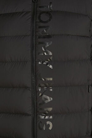 Kadın Baskılı Logo Şişme Mont - Siyah | S