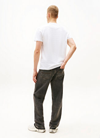 Tommy Jeans Bisiklet Yaka Beyaz Erkek T-Shirt DM0DM20744YBR TJM REG LINEAR LOGO