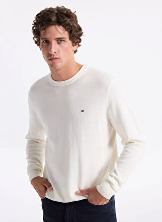 Tommy Hilfiger Bisiklet Yaka Normal Sarı Erkek Kazak MW0MW28046Z00_PIMA ORG CTN CASHMERE