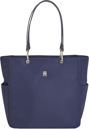 tommy hilfiger th spring tote kadın çanta, mavi, tek beden