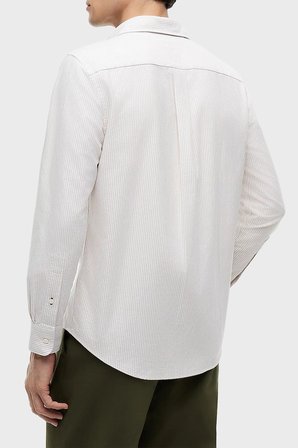 Tommy Hilfiger % 100 Pamuk Regular Fit Çizgili Gömlek Erkek GÖMLEK MW0MW36238 0AA BEJ