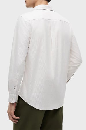 Tommy Hilfiger % 100 Pamuk Regular Fit Çizgili Gömlek Erkek GÖMLEK MW0MW36238 0AA BEJ
