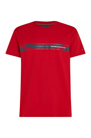Erkek Th Çizgili T-Shirt - Kırmızı | L