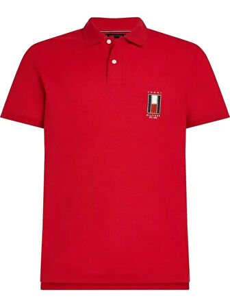Tommy Hilfiger Dikey Bayrak Polo Yaka  Kırmızı T-Shirt