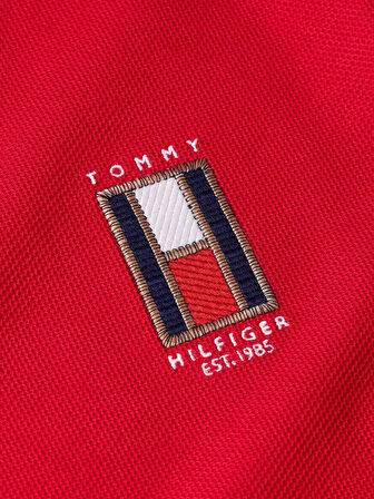 Tommy Hilfiger Dikey Bayrak Polo Yaka  Kırmızı T-Shirt