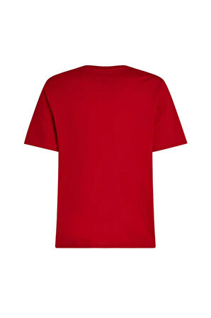Tommy Hilfiger Erkek  Logolu Kırmızı T-Shirt