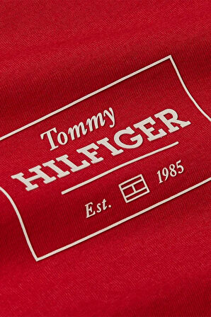 Tommy Hilfiger Erkek  Logolu Kırmızı T-Shirt