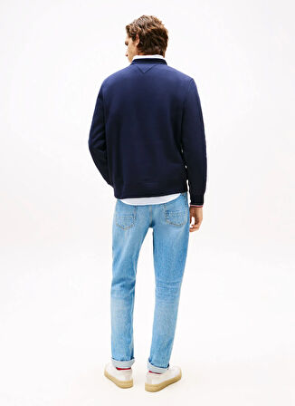 Tommy Hilfiger Bisiklet Yaka Mavi Erkek Sweatshırt MW0MW37471DW5_SMALL TOMMY LOGO CREW