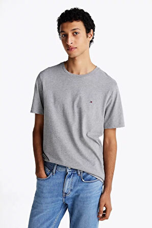 Erkek Yuvarlak Yaka Heather T-Shirt - Gri | S