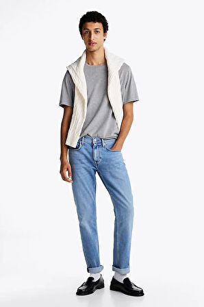 Erkek Yuvarlak Yaka Heather T-Shirt - Gri | S