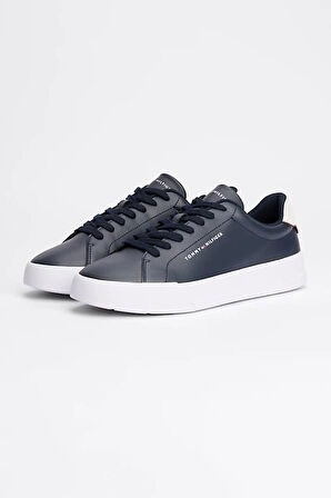 Erkek Pebble Grain Court Sneaker - Lacivert | 40