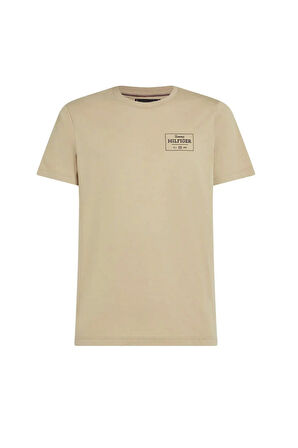 Tommy Hilfiger Erkek Logo Baskılı Bej T-Shirt