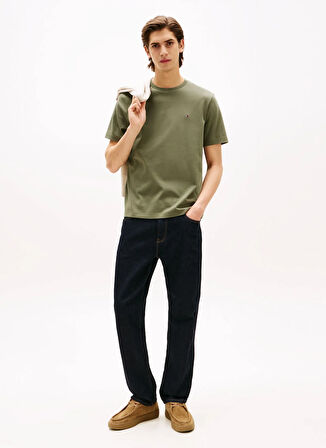Tommy Hilfiger Bisiklet Yaka Yeşil Erkek T-Shirt MW0MW37508PLI_LIGHT INTERLOCK TEE