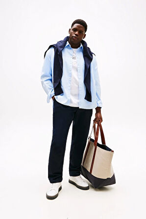 Erkek Th Denton Satin Straight Chino Pantolon - Lacivert | 44/32